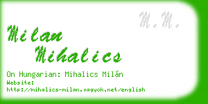 milan mihalics business card
